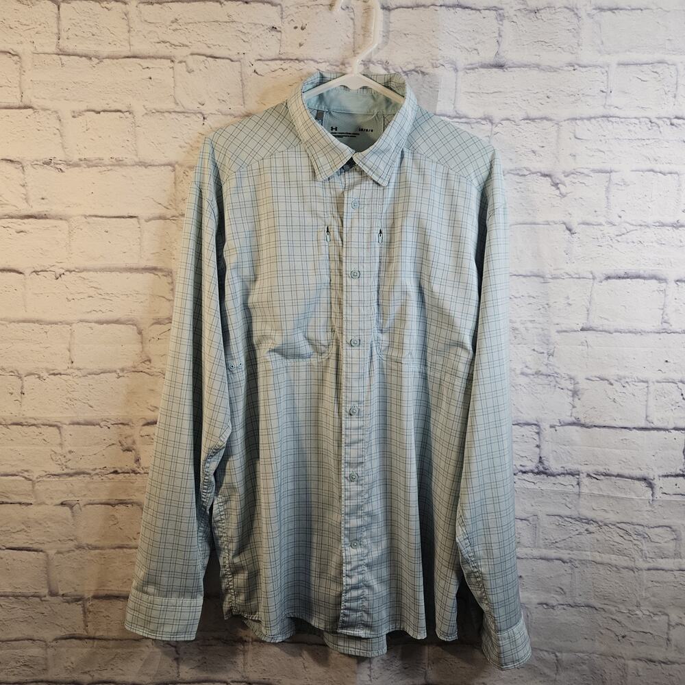 Under Armour Tide Chaser 2.0 Long Sleeve Shirt Mens Large Blue Plaid
